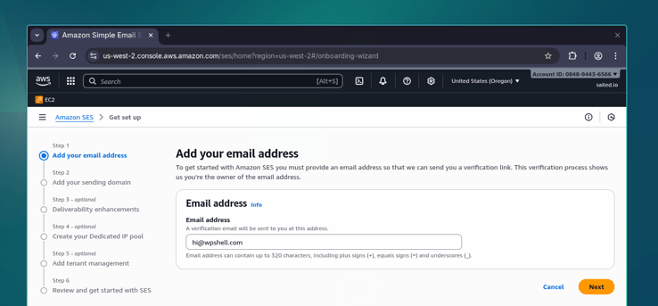 Amazon SES verify email