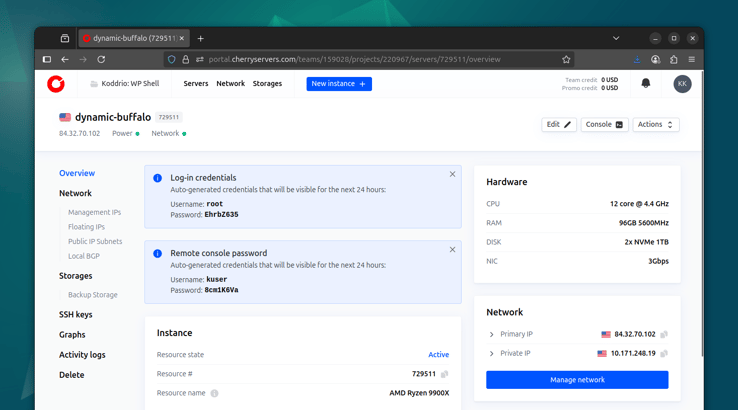 Cherry Servers Provisioned