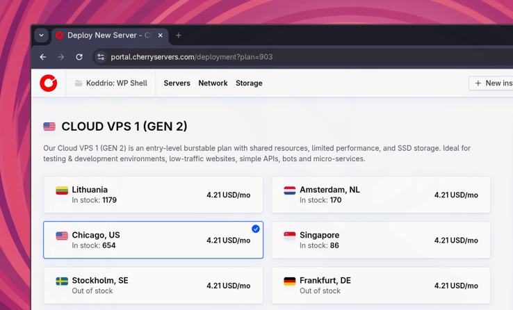 Cherry Servers VPS Region