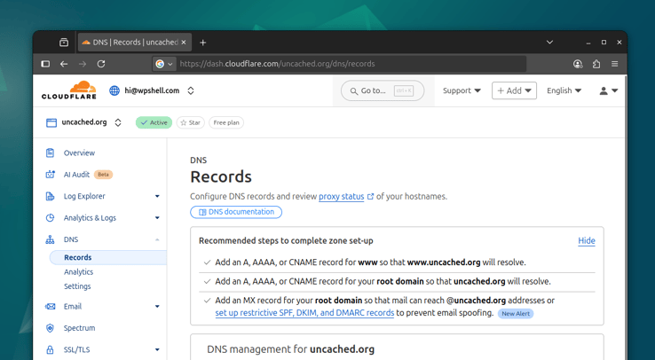 Cloudflare DNS management