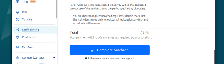 Cloudflare domain purchase
