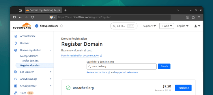 Cloudflare domain registration