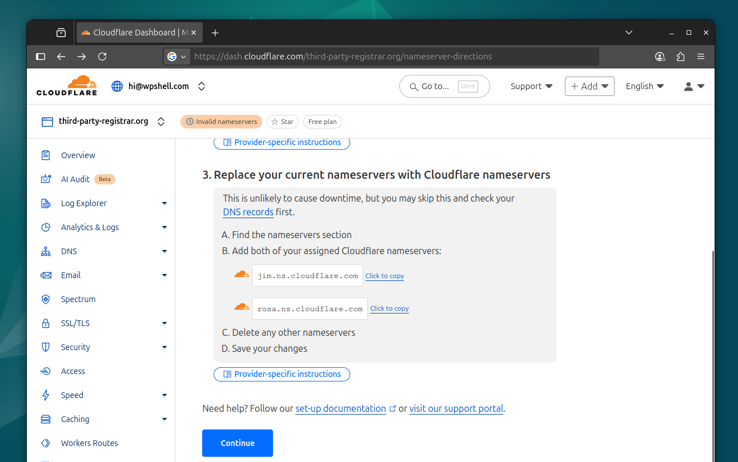 Cloudflare update nameservers