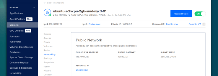 DigitalOcean Droplet Networking