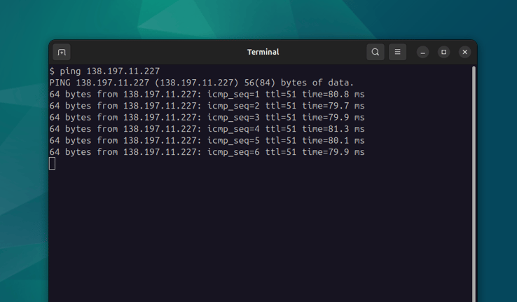DigitalOcean Droplet Ping