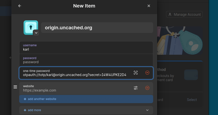 TOTP Setup in 1Password