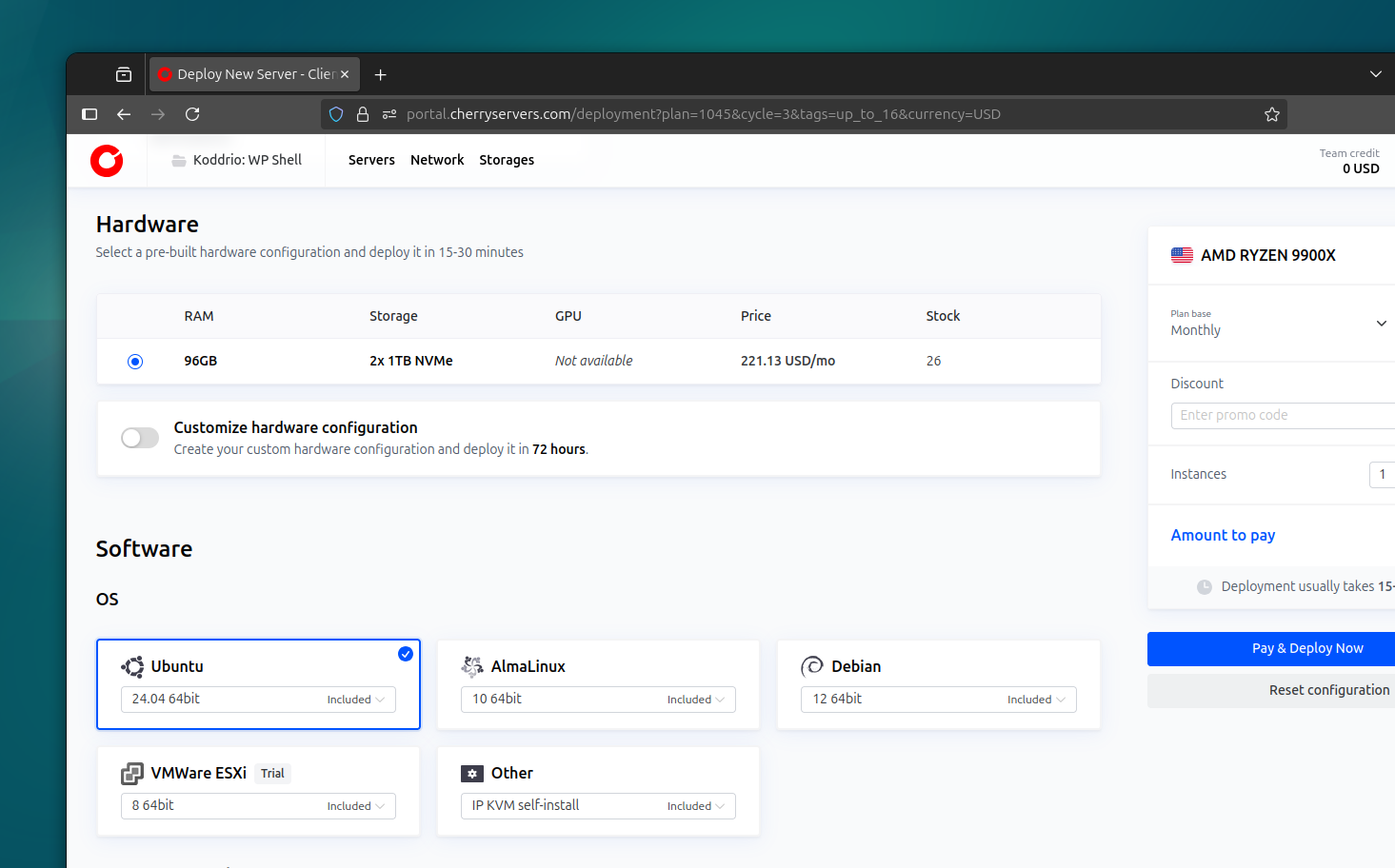Pre-configured images on Cherry Servers