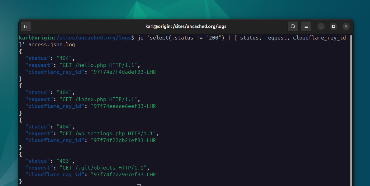 Access log jq